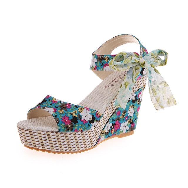 Gorgeous Summer Beach Boho Floral Wedge Sandals (SS3)(SH2)(SS1)