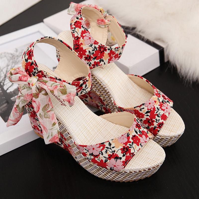 Gorgeous Summer Beach Boho Floral Wedge Sandals (SS3)(SH2)(SS1)