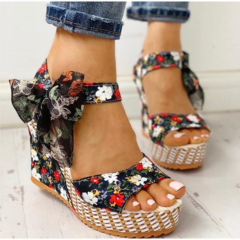 Gorgeous Summer Beach Boho Floral Wedge Sandals (SS3)(SH2)(SS1)