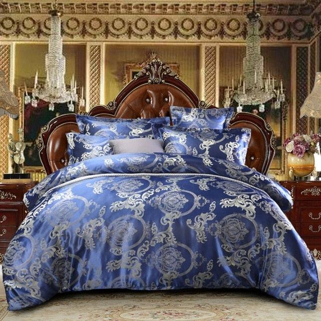Luxury 2/3pcs Bedding Set Satin Jacquard Duvet Cover Sets 1 Quilt Cover + 1/2 Pillowcases (7BM)(8BM)(F63)