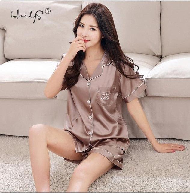 Luxury Pajama suit - Couple Pajama Sets - Silk Sweet Sleepwear - Men & Women Clothes (ZP3)