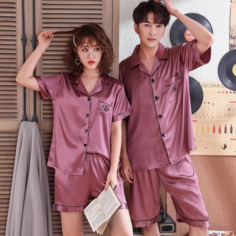 Luxury Pajama suit - Couple Pajama Sets - Silk Sweet Sleepwear - Men & Women Clothes (ZP3)