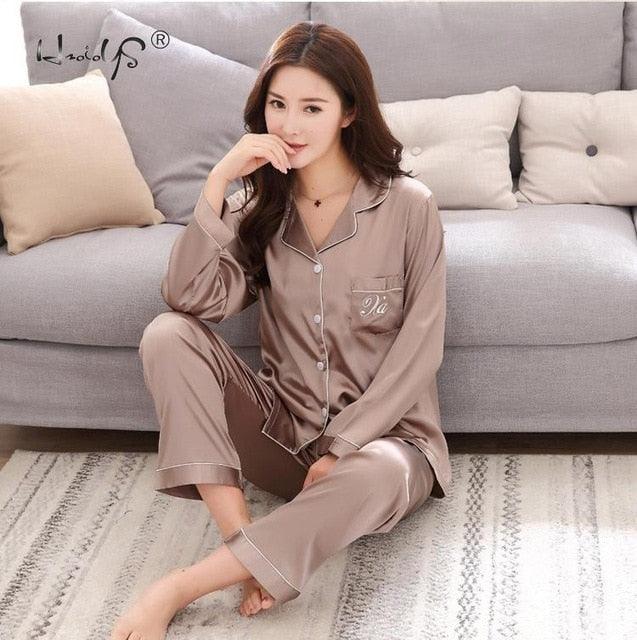 Luxury Pajama suit - Couple Pajama Sets - Silk Sweet Sleepwear - Men & Women Clothes (ZP3)