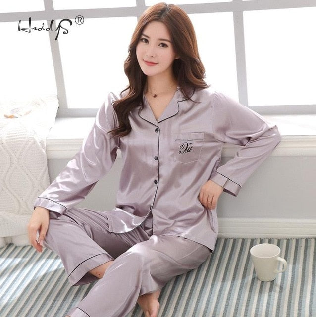 Luxury Pajama suit - Couple Pajama Sets - Silk Sweet Sleepwear - Men & Women Clothes (ZP3)