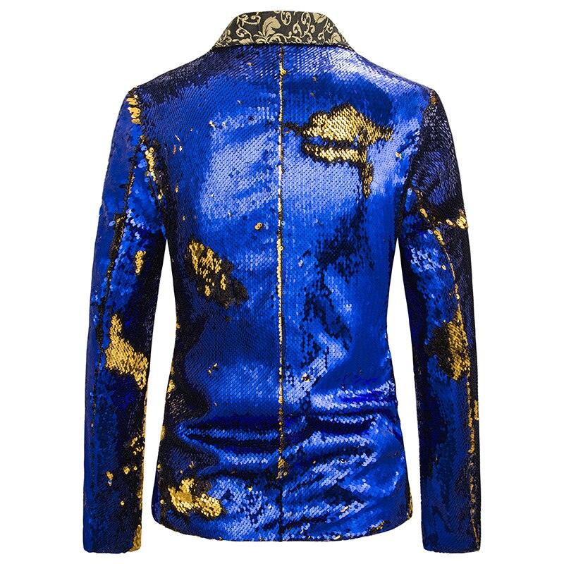 Luxury Royal Glitter Blazer Jacket - Men Flower Lapel 2 Color Conversion Blazers (T2M)(CC5)