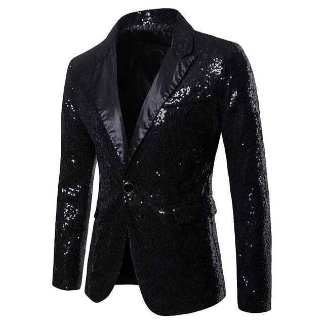 Luxury Royal Glitter Blazer Jacket - Men Flower Lapel 2 Color Conversion Blazers (T2M)(CC5)