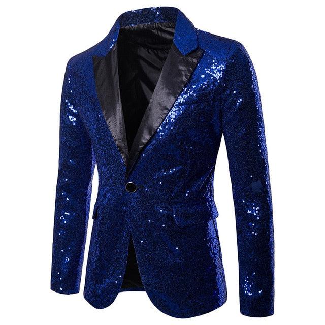 Luxury Royal Glitter Blazer Jacket - Men Flower Lapel 2 Color Conversion Blazers (T2M)(CC5)