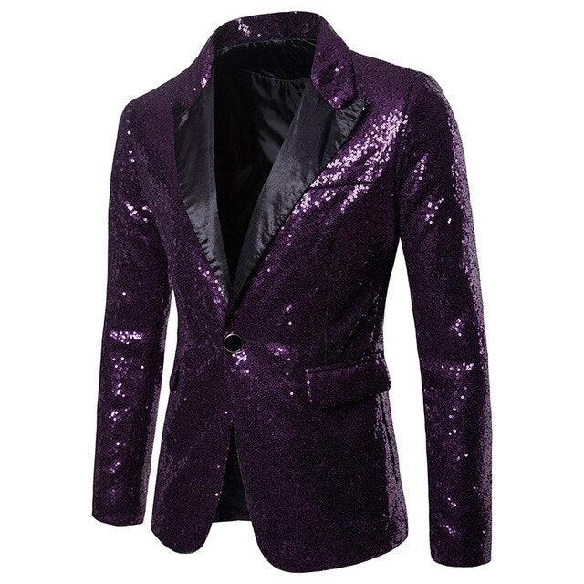 Luxury Royal Glitter Blazer Jacket - Men Flower Lapel 2 Color Conversion Blazers (T2M)(CC5)