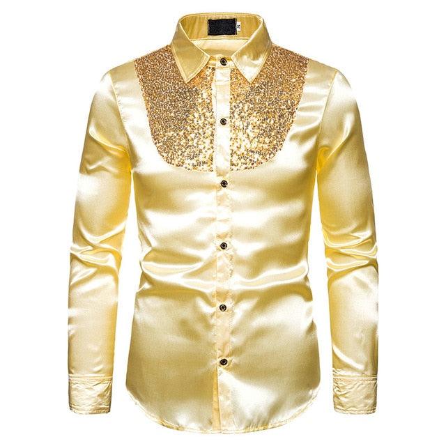 Luxury Royal Glitter Blazer Jacket - Men Flower Lapel 2 Color Conversion Blazers (T2M)(CC5)