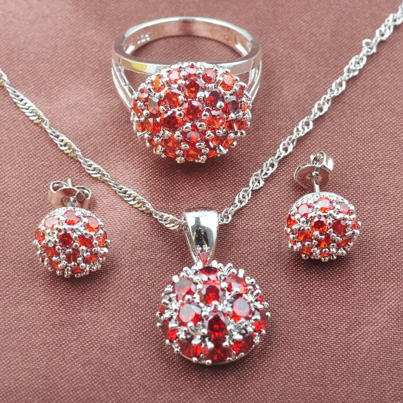Luxury Women's Jewelry Set - Zirconia Bracelet, Necklace ,Earrings & Ring Set (3JW)