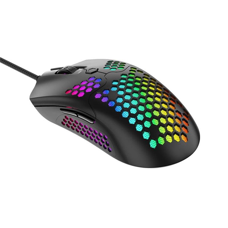 Trending M5 Mouse Breathing RGB Colorful Hollow Honeycomb Shape - 12000DPI Gaming Mouse USB Wired Gamer (D52)(CA1)