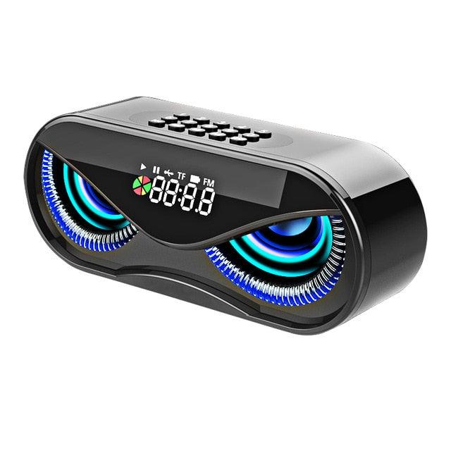 M6 Cool Owl Design Bluetooth Speaker - LED Flash Wireless Loudspeaker FM Radio Alarm Clock TF Card Support Select Songs By Number (D57)(HA)