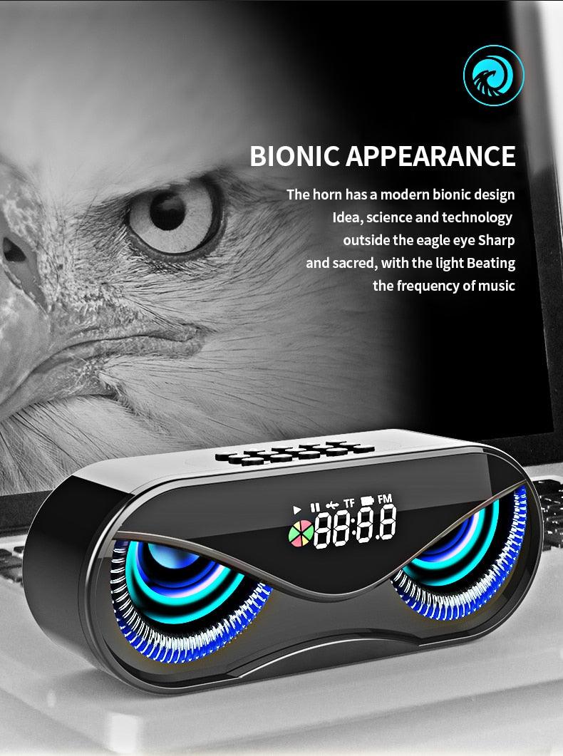 M6 Cool Owl Design Bluetooth Speaker - LED Flash Wireless Loudspeaker FM Radio Alarm Clock TF Card Support Select Songs By Number (D57)(HA)