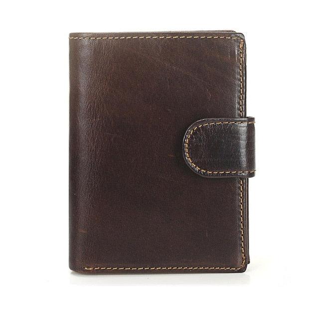 Men Wallet Oil Wax Cowhide Genuine Leather Wallets - Coin Clutch Short Wallet 13.5cm (D17)(MA5)