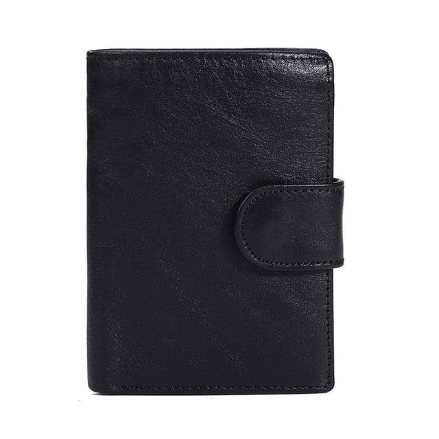 Men Wallet Oil Wax Cowhide Genuine Leather Wallets - Coin Clutch Short Wallet 13.5cm (D17)(MA5)