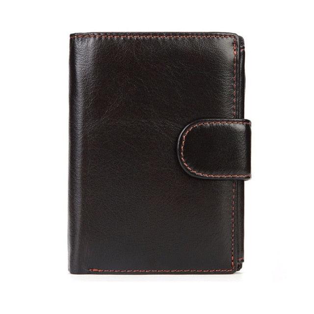 Men Wallet Oil Wax Cowhide Genuine Leather Wallets - Coin Clutch Short Wallet 13.5cm (D17)(MA5)