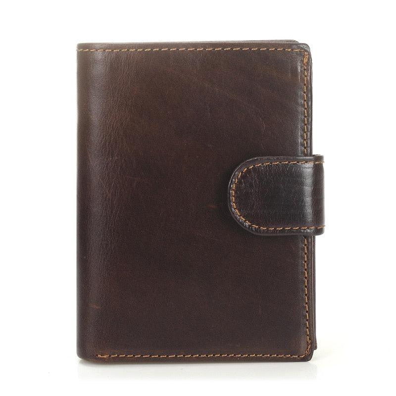 Men Wallet Oil Wax Cowhide Genuine Leather Wallets - Coin Clutch Short Wallet 13.5cm (D17)(MA5)
