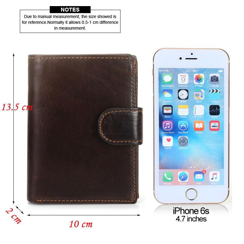 Men Wallet Oil Wax Cowhide Genuine Leather Wallets - Coin Clutch Short Wallet 13.5cm (D17)(MA5)