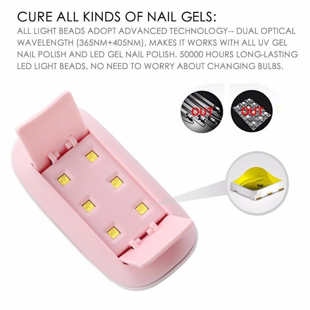 6W Nail Dryer Mini Portable White Light USB LED UV Lamp For Nails Cure Nail Gel (N3)(1U85)