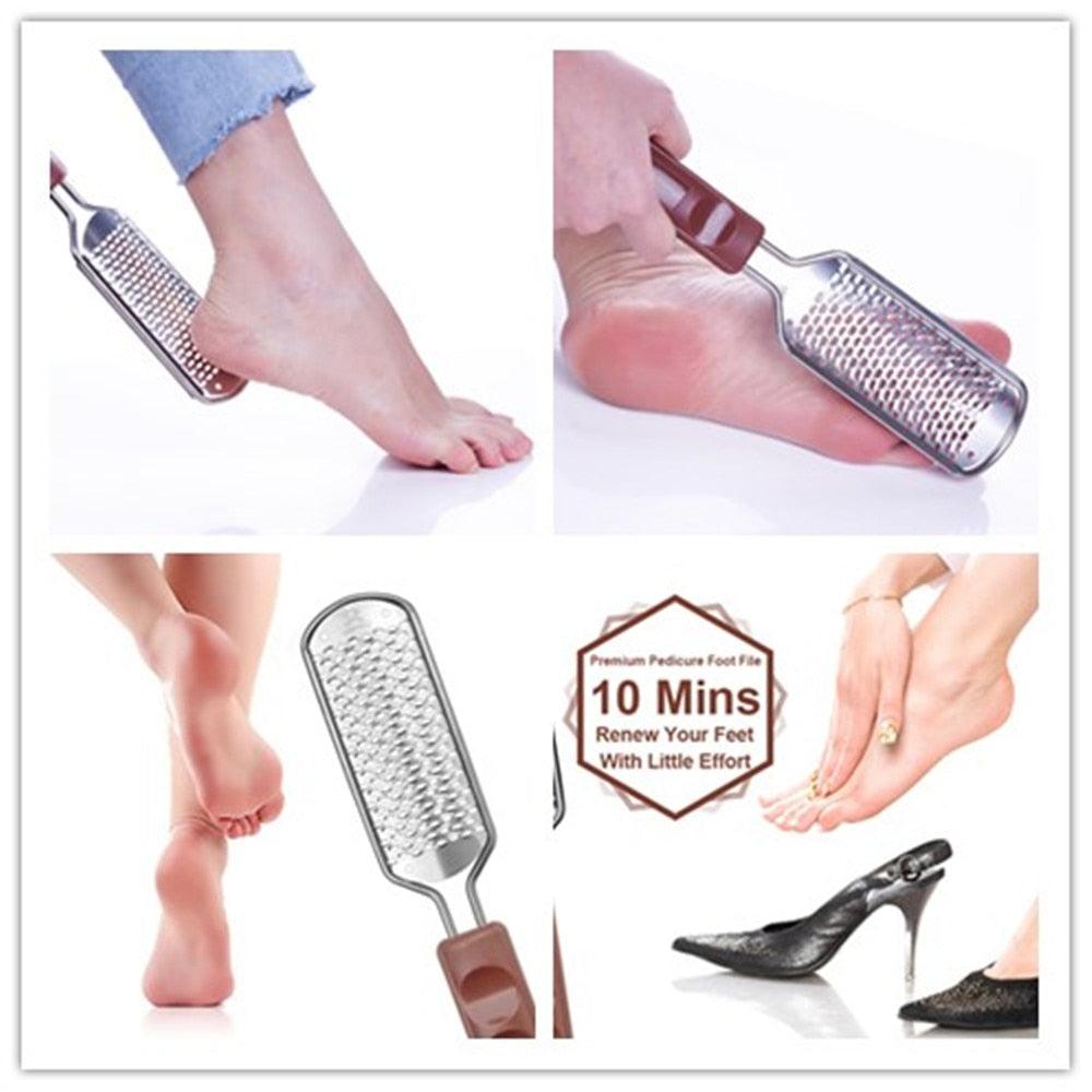 Stainless Steel Coarse Callus Remover Foot File Blade Replaceable Pedicure Rasp Cuticle Cutter Tool Big Holes (D85)(N3)