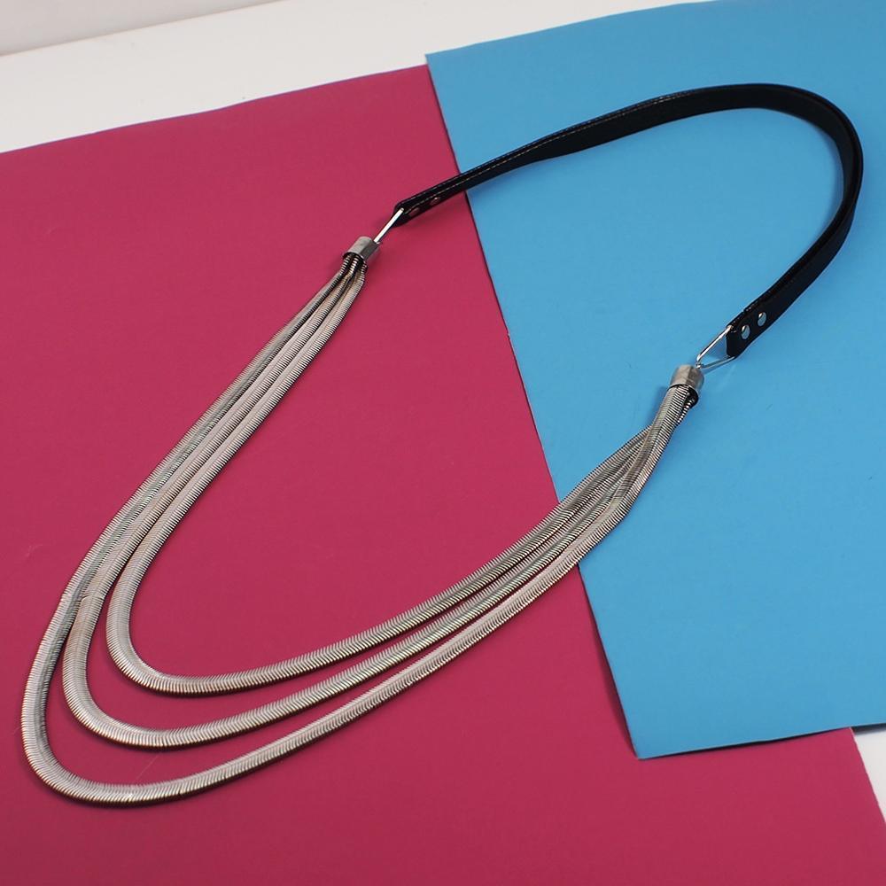 Trending Multi layers Leather Snake Chains Necklaces - Women Thick Chain Pendants Long Necklaces Statement Jewelry (5JW)1