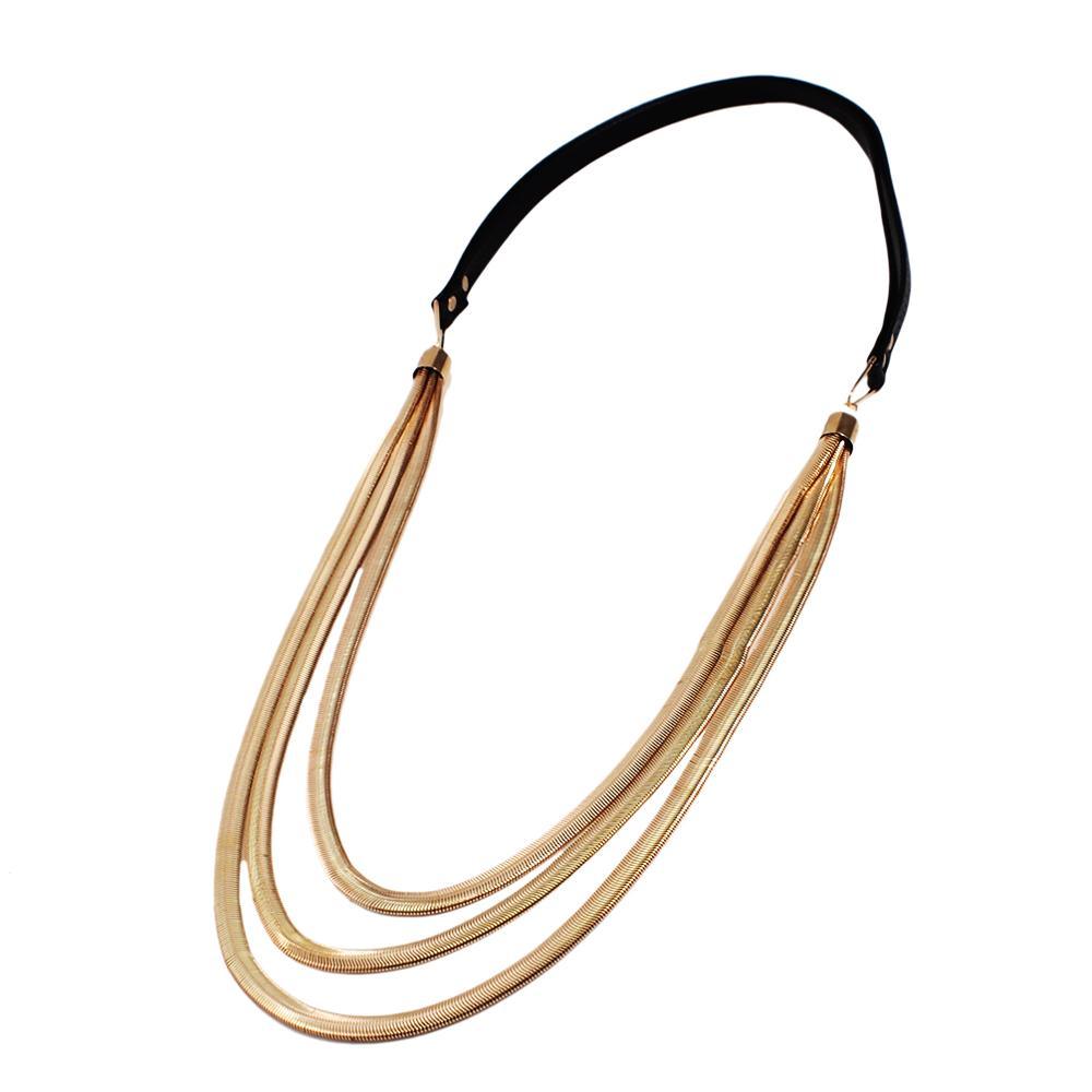 Trending Multi layers Leather Snake Chains Necklaces - Women Thick Chain Pendants Long Necklaces Statement Jewelry (5JW)1