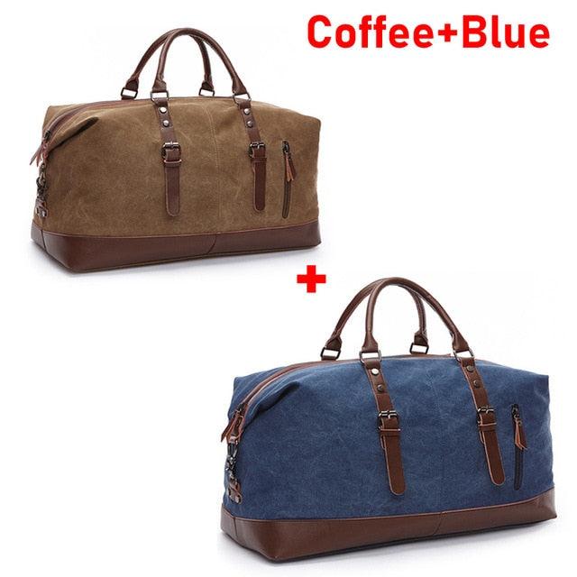 Men's Duffel Canvas Bags - Overnight Travel Bags -Large Capacity Luggage - Wild Bag Leisure Handbags (1U78)(LT3)