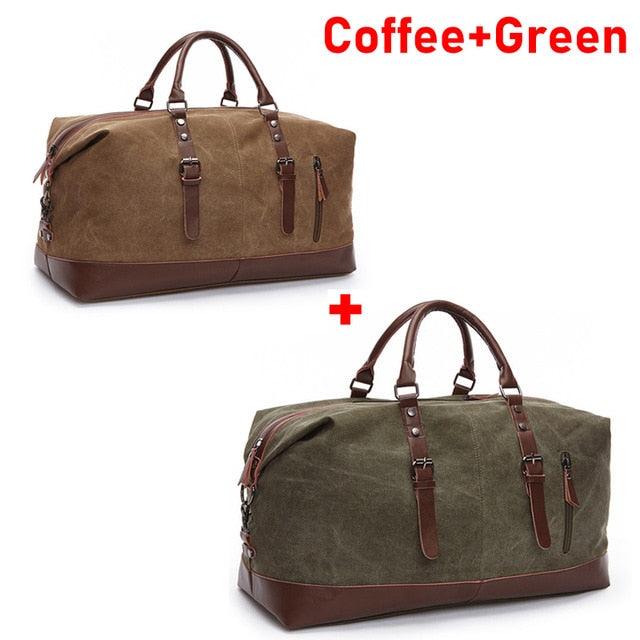 Men's Duffel Canvas Bags - Overnight Travel Bags -Large Capacity Luggage - Wild Bag Leisure Handbags (1U78)(LT3)