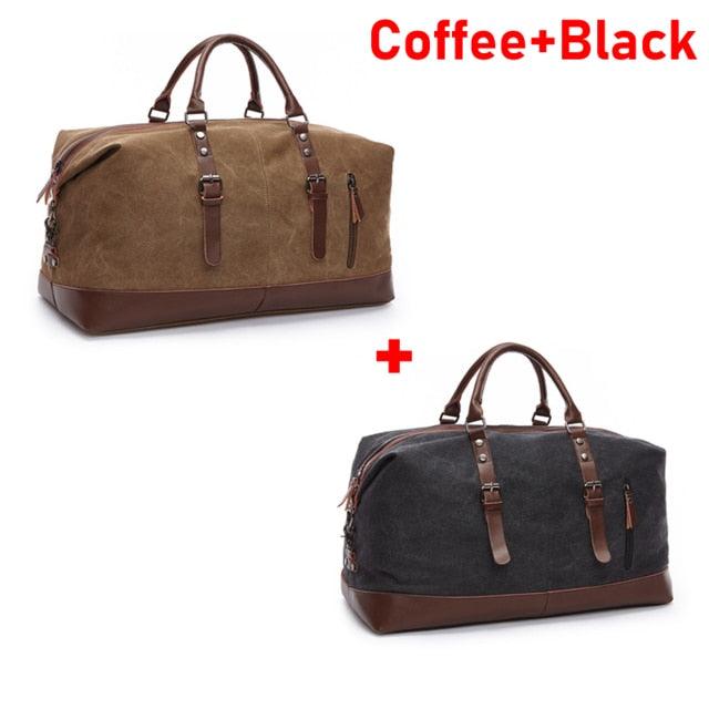 Men's Duffel Canvas Bags - Overnight Travel Bags -Large Capacity Luggage - Wild Bag Leisure Handbags (1U78)(LT3)