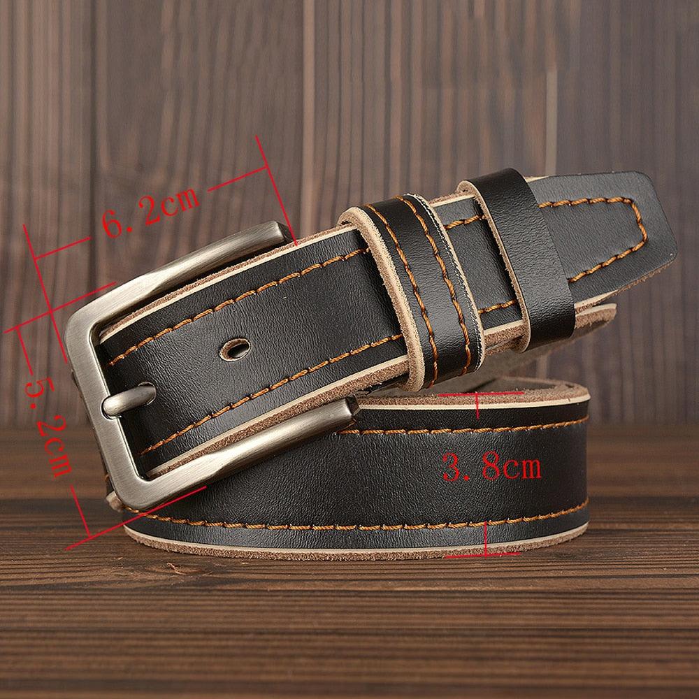Men's Belts Leather Jeans Waistband Genuine Leather Male Belt - Soft Alloy Pin Buckle (MA1)(F17)