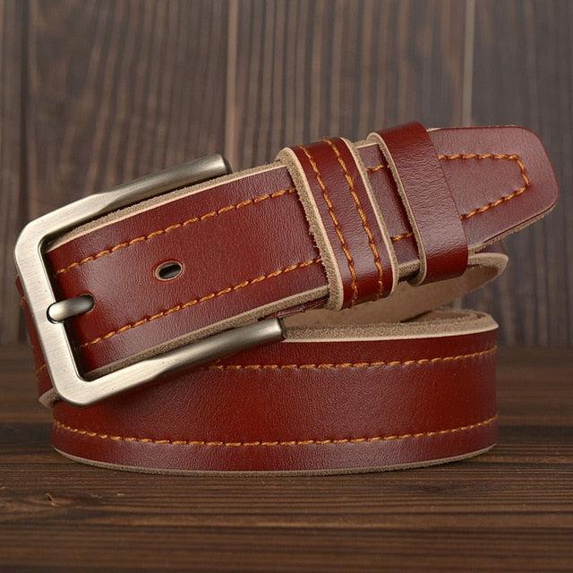 Men's Belts Leather Jeans Waistband Genuine Leather Male Belt - Soft Alloy Pin Buckle (MA1)(F17)