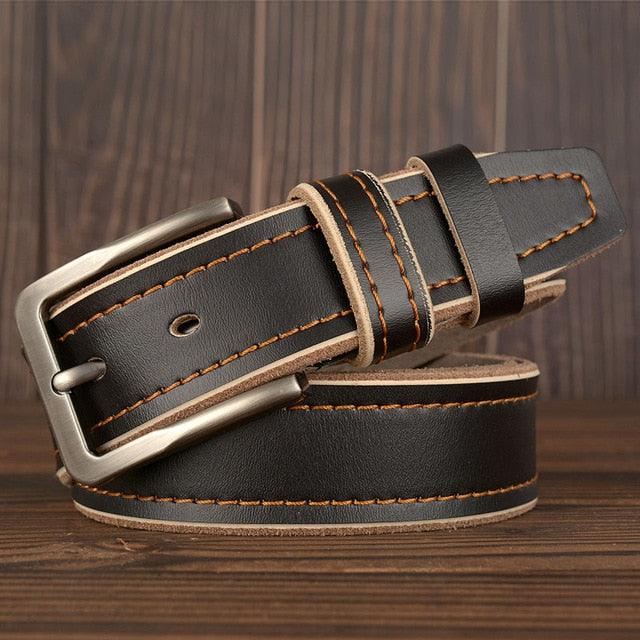 Men's Belts Leather Jeans Waistband Genuine Leather Male Belt - Soft Alloy Pin Buckle (MA1)(F17)