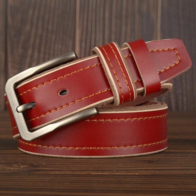 Men's Belts Leather Jeans Waistband Genuine Leather Male Belt - Soft Alloy Pin Buckle (MA1)(F17)