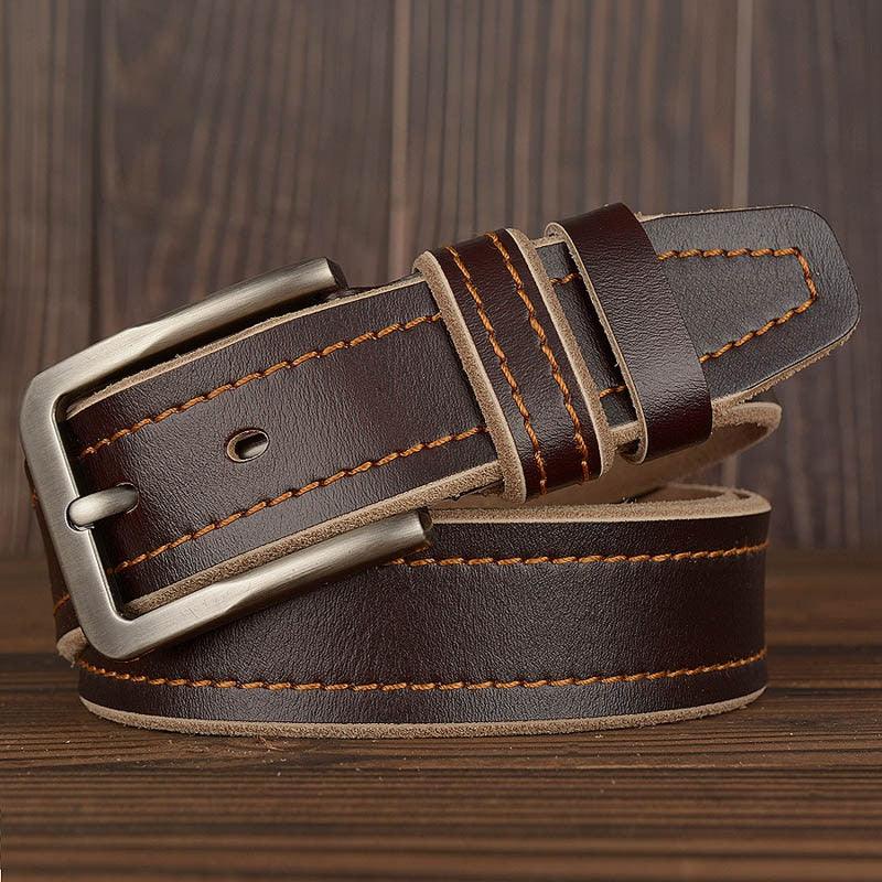 Men's Belts Leather Jeans Waistband Genuine Leather Male Belt - Soft Alloy Pin Buckle (MA1)(F17)