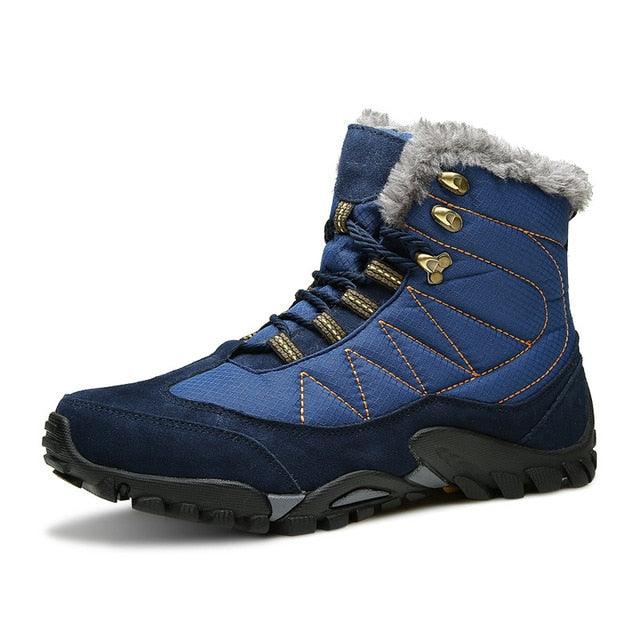 Winter Warm Fur Snow Boots - Men Adult Fashion Cow Suede Walking Work Safety Ankle Footwear (D13)(MSB4)