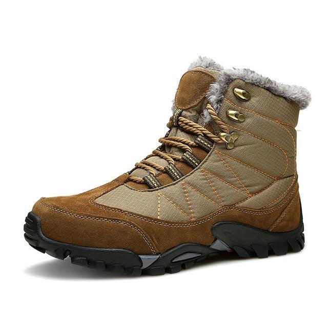 Winter Warm Fur Snow Boots - Men Adult Fashion Cow Suede Walking Work Safety Ankle Footwear (D13)(MSB4)