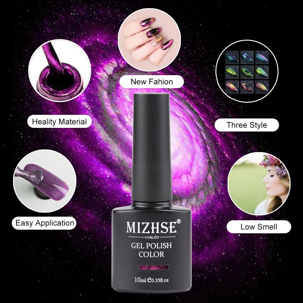10ml 9D Cat Eye Gel Polish Set Chameleon Magnetic Gel Long Lasting Shining Laser Cat Eye Nail Art Black Base Need (N1)(1U85)