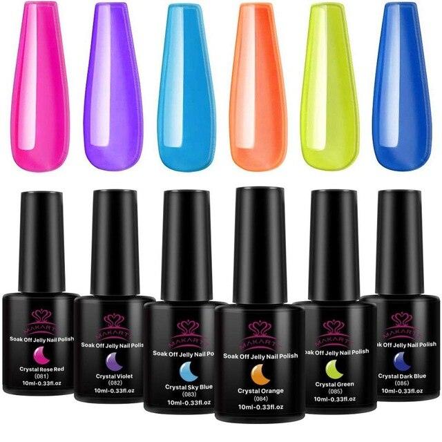 6 Color Pink Jelly Gel Polish Set 8ML Nail Polish (N1)(1U85)