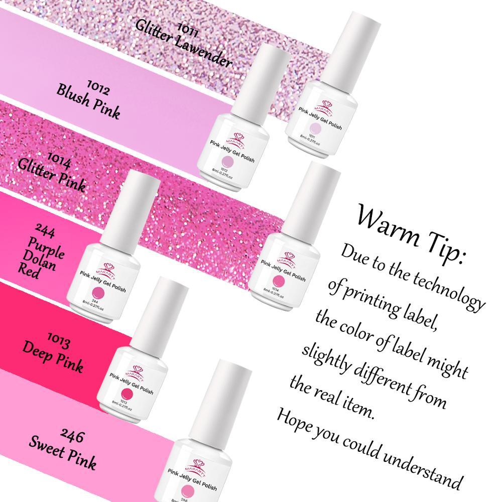 6 Color Pink Jelly Gel Polish Set 8ML Nail Polish (N1)(1U85)