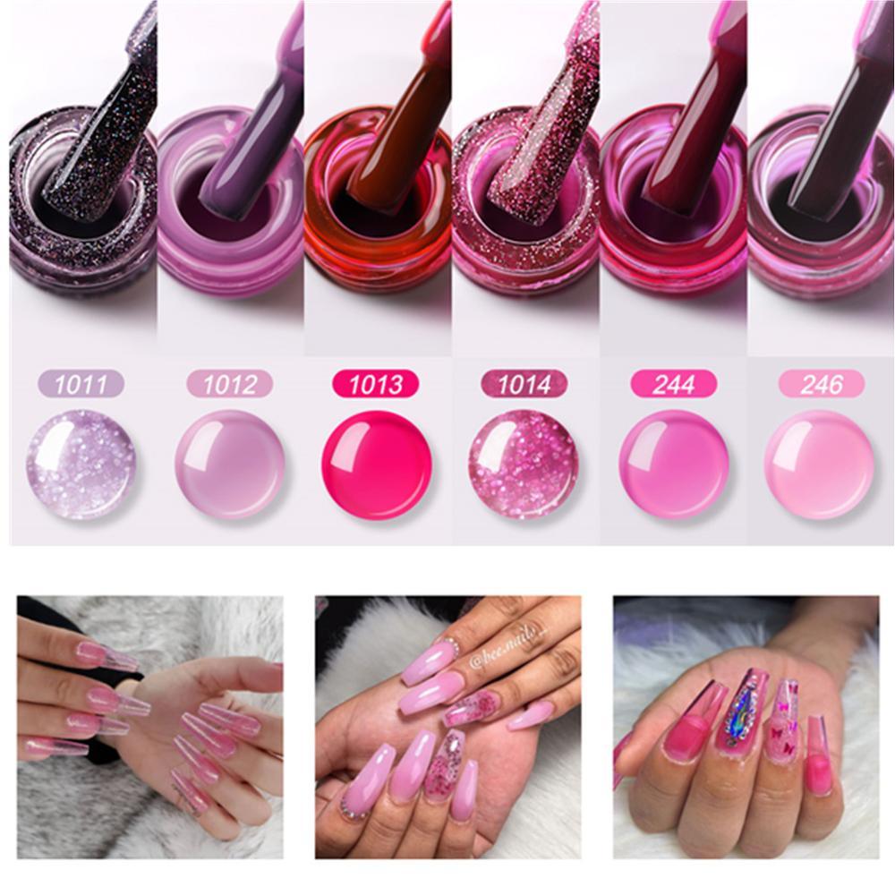 6 Color Pink Jelly Gel Polish Set 8ML Nail Polish (N1)(1U85)