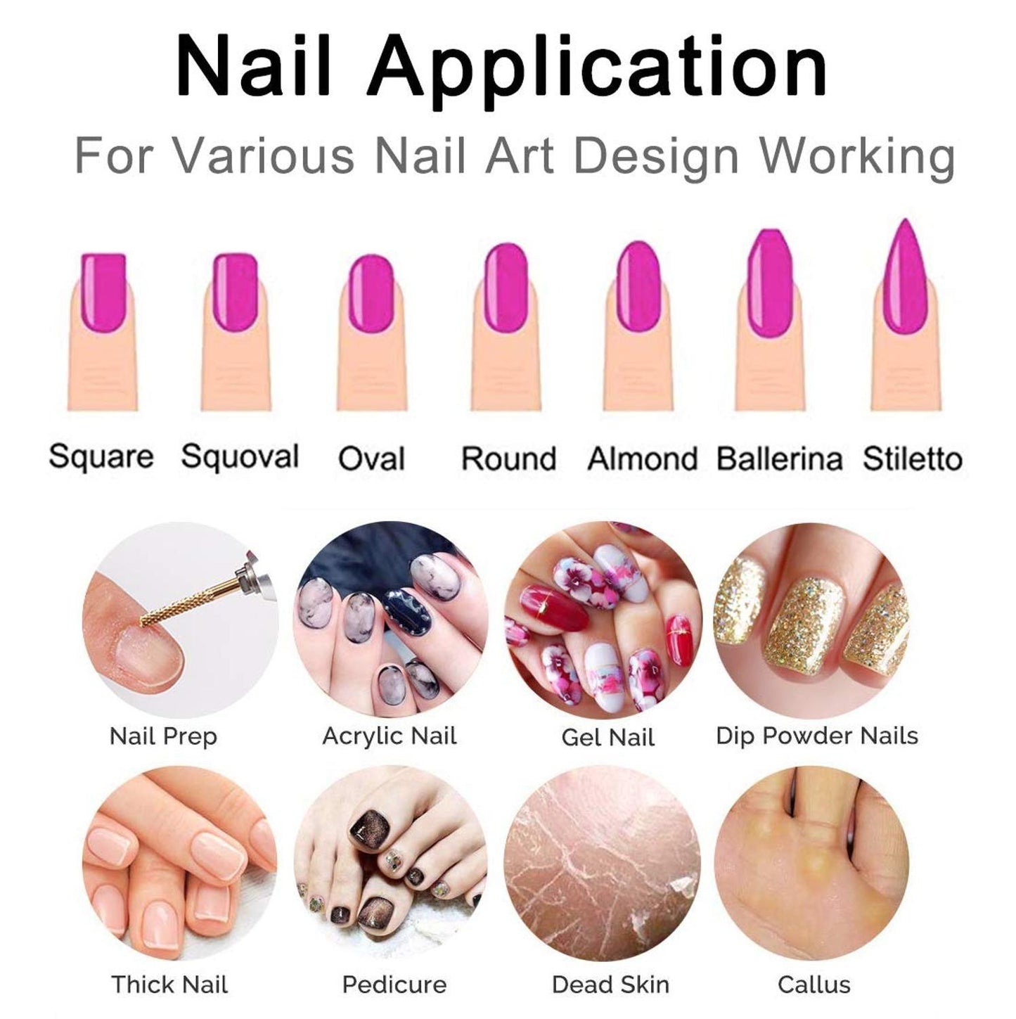 Carbide Nail Drill Bit Set 3/32 Gold Carbide Nail Drill Bit 7Pcs Remove Gel Polish Nail Gel Dip Powder Drill Bit (N3)(1U85)