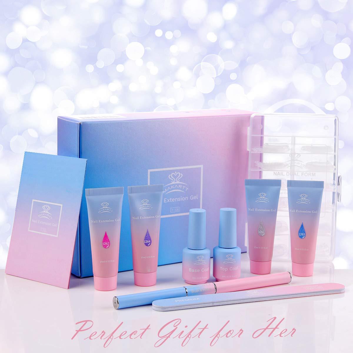 Jelly Glitter Poly Nail Gel Kit - Translucent Glitter Builder Nail Extension Gel Nail Enhancement Set (N1)(N4)(1U85)