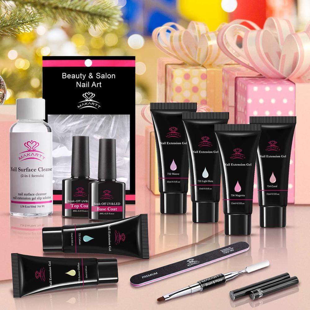 Translucent Poly Nail Extension Gel Kit, 6 Pastel Poly Nail Colors 15ML Nail Extension Gel Builder Gel (D85)(N1)(1U85)