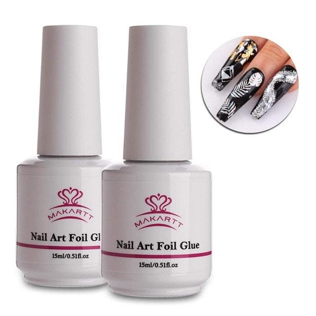Nail Art Foil Glue Gel for Foil Stickers Nail Transfer Tips Manicure Art DIY 15ML UV LED Lamp Required Soak Off (N1)(N2)(1U85)