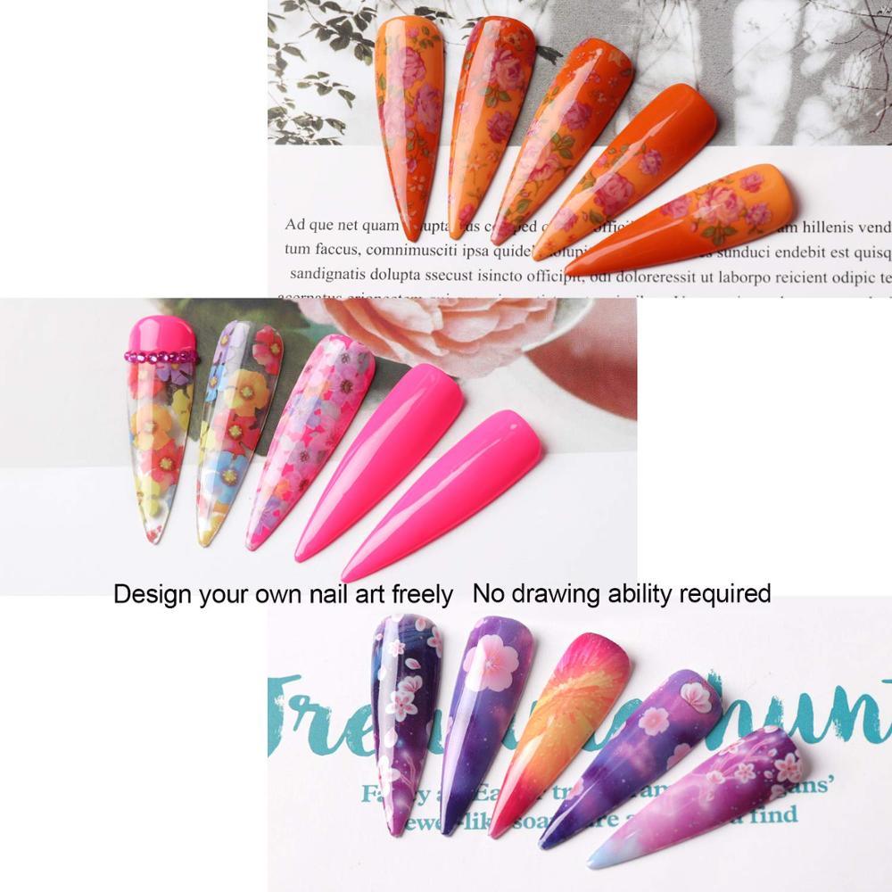 Nail Art Foil Glue Gel with Flower Starry Sky Star Foil Stickers Set Nail Transfer Tips Manicure Art (N7)(N1)(1U85)