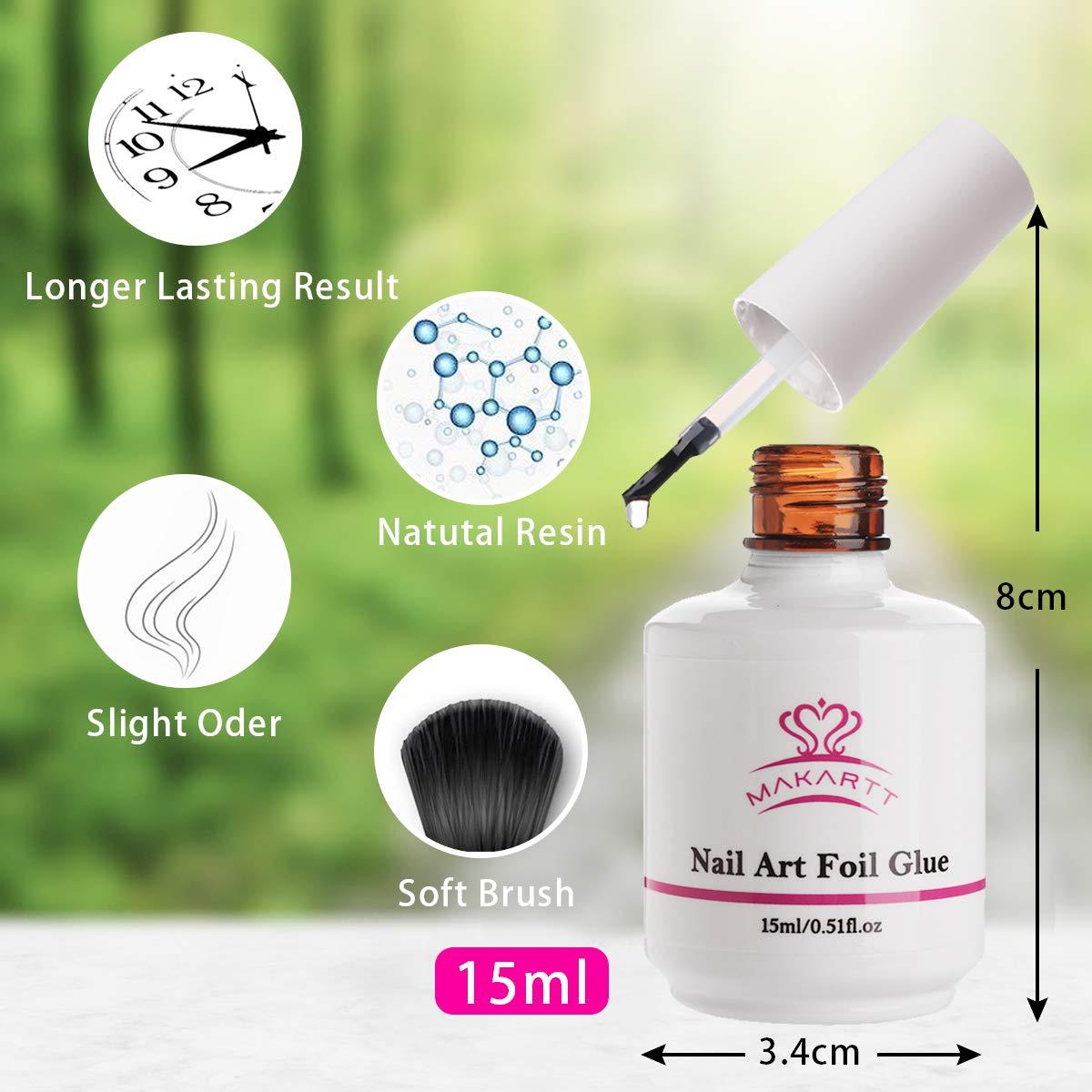 Nail Art Foil Glue Gel with Stickers Set Rose Flowers Metal Nail Transfer Gel Tips Manicure Art DIY 15ML, 20PCS (D85)(N7)(1U85)