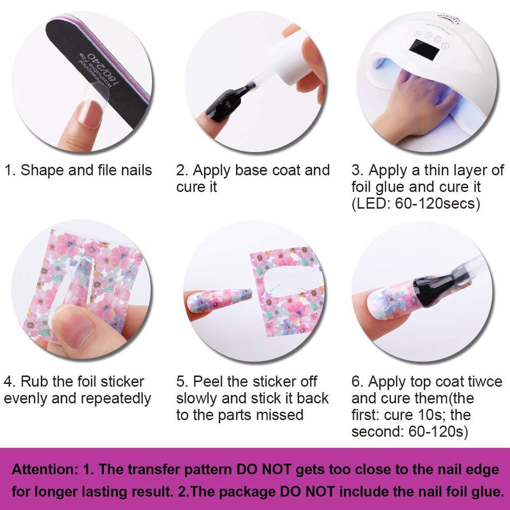 Nail Art Foil Transfer Stickers 10 Rolls Rose Flowers Nail Decals For Nail Extension Gel Polish (N7)