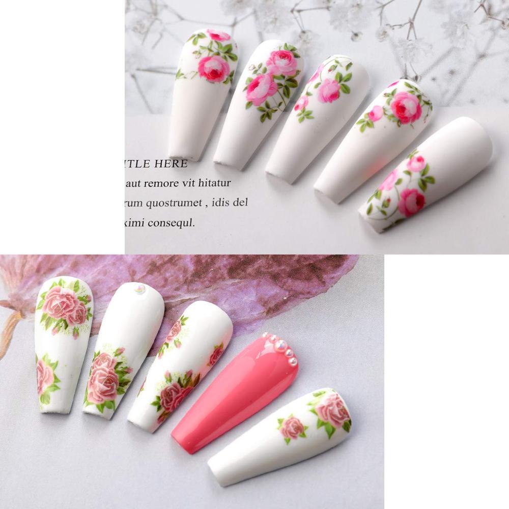 Nail Art Foil Transfer Stickers 10 Rolls Rose Flowers Nail Decals For Nail Extension Gel Polish (N7)
