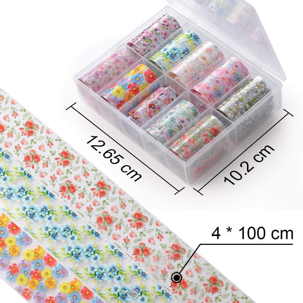 Nail Art Foil Transfer Stickers Nail Art Supplies Foil Transfers 10 Rolls Nail Decals Nail Extension Gel Art (D85)(N7)