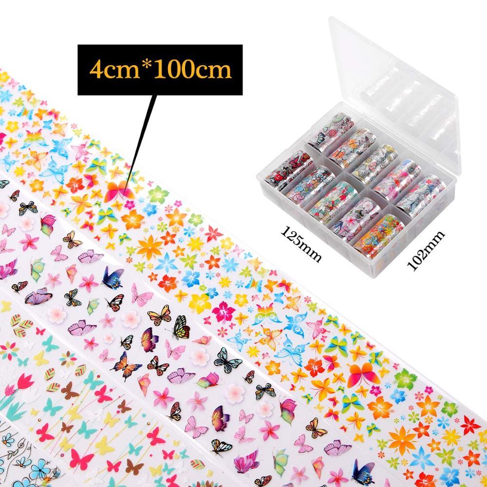 Nail Art Foil Transfer Stickers Nail Art Supplies Foil Transfers 10 Rolls Nail Decals Nail Extension Gel Art Decorations (N7)(F85)